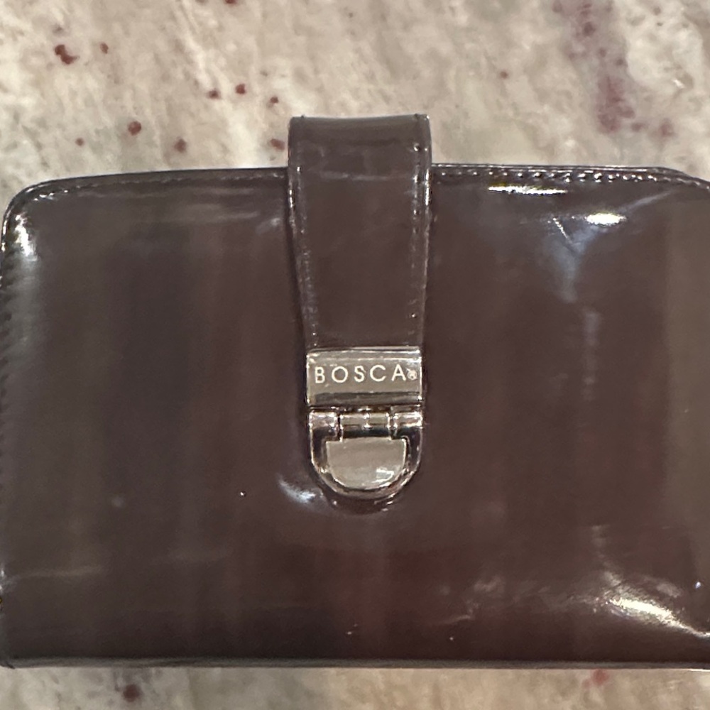 Bosca Dark Brown Leather Clasp Wallet